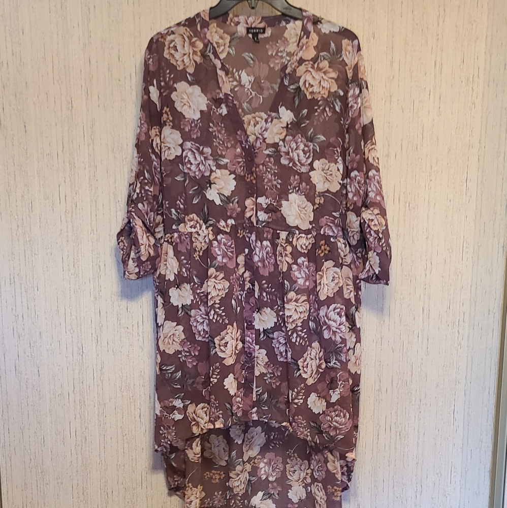 Sheer Floral High-Low Torrid Top